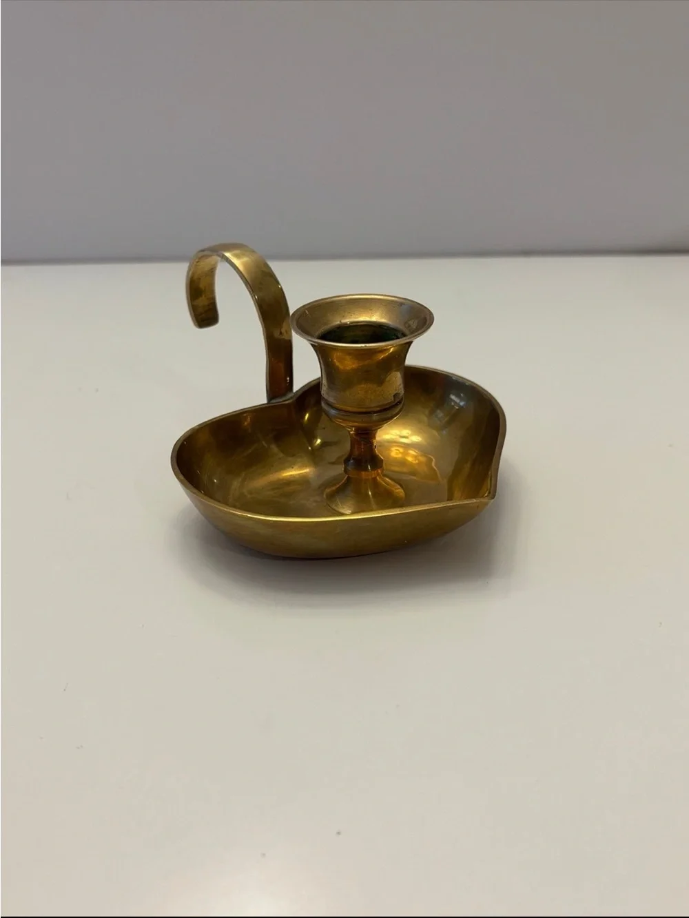 Vintage brass heart shaped candlestick holder